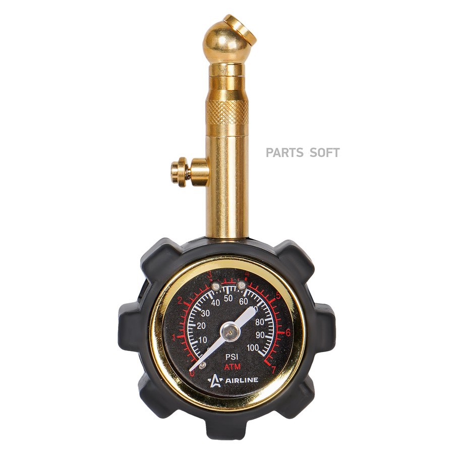 Манометр механический "AIRLINE" (7 Атм, 40 мм обрезин. с клапаном сброса PRO) - AIRLINE None None